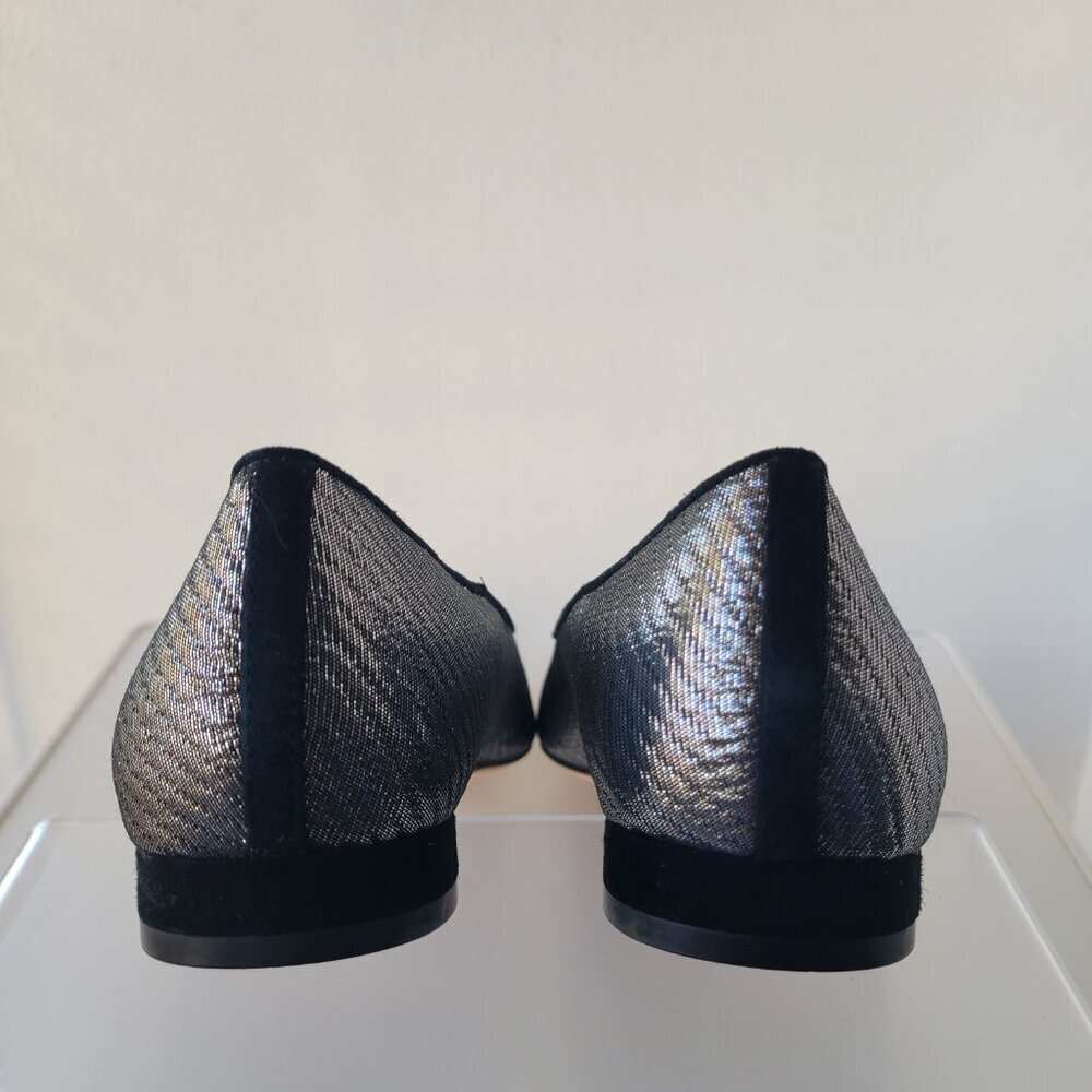 Talbots Edison Bow-Detail Black & Silver Flats - Lurex®  (Size 9.5) - Picture 5 of 14